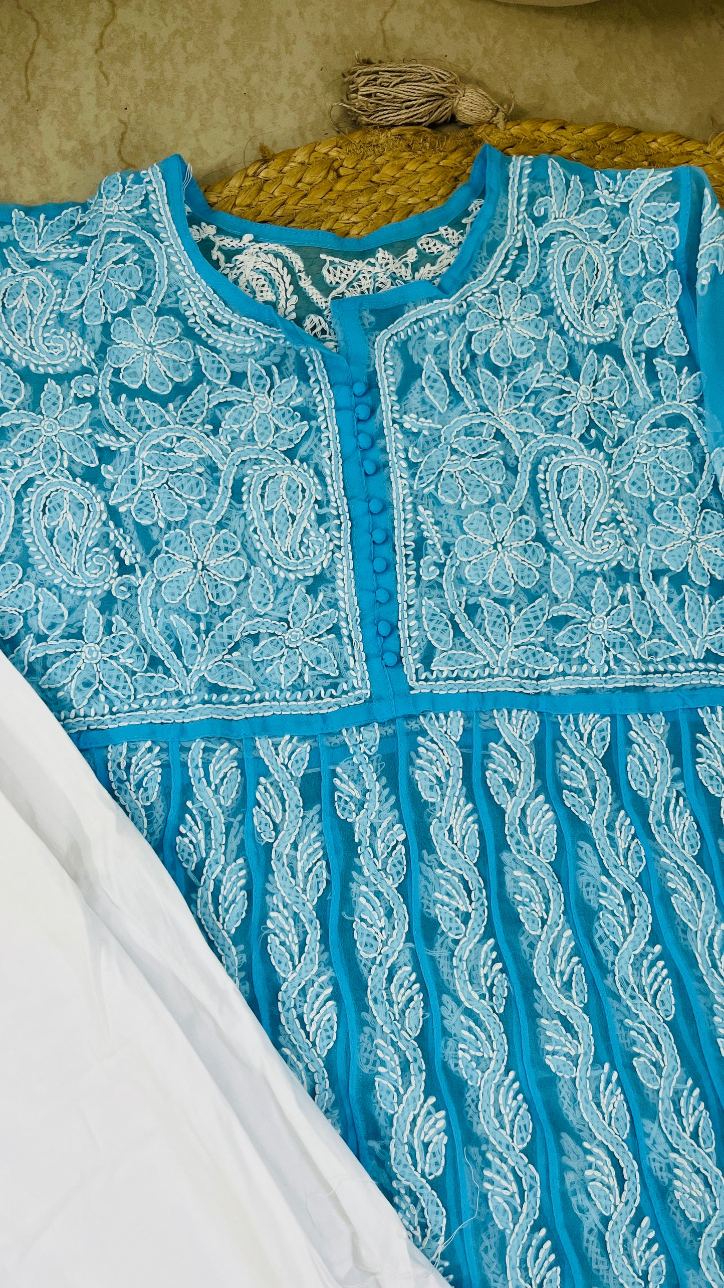 Blue Chikankari Kurti with Pajami